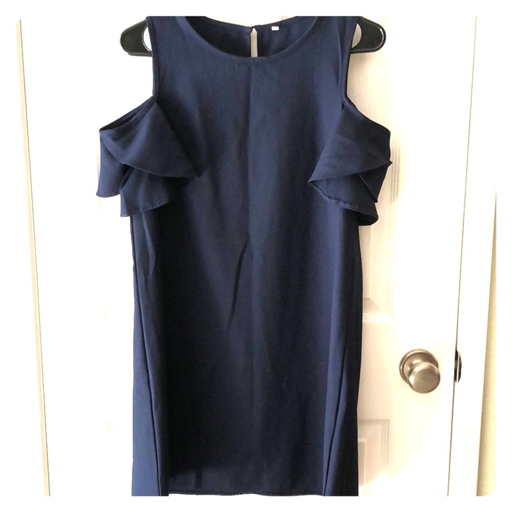 Blue off-shoulder dress